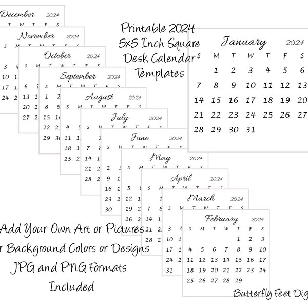 5x5 Printable 2024 Calendar - 2024 CALENDAR PRINTABLE