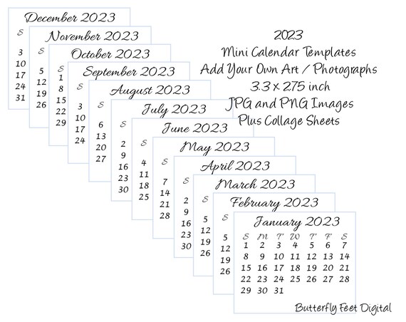 printable 2023 calendar templates mini desk or purse etsy canada