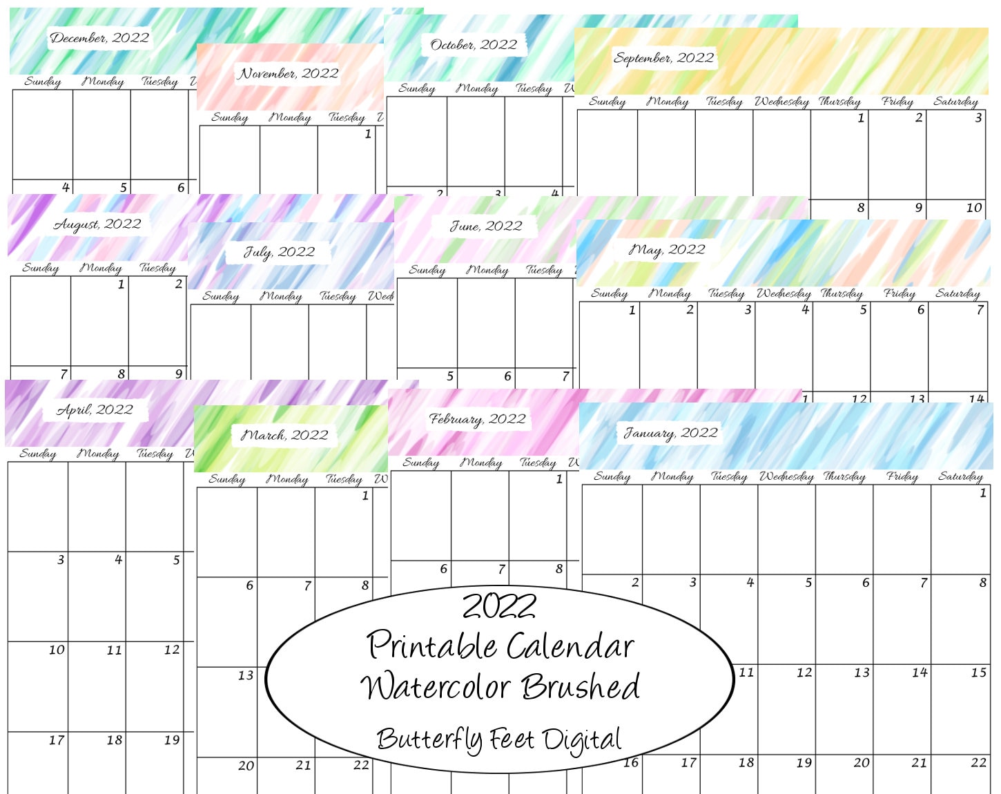 printable planner calendar 2022 daily weekly yearly monthly etsy
