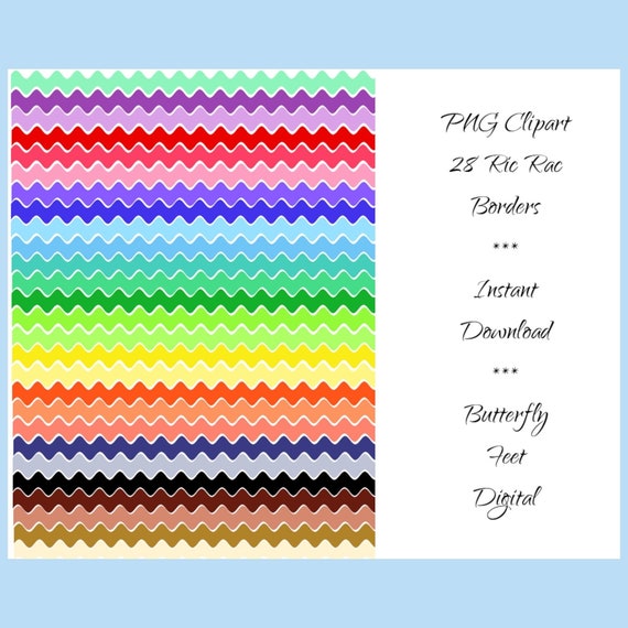 PNG Clipart Borders 28 Digital Ric Rac Ribbons Scrapbook Elements Digital Download