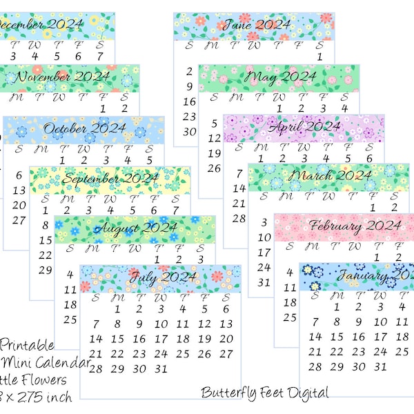 3 X 2 Inch Mini Calendars 2024 Etsy