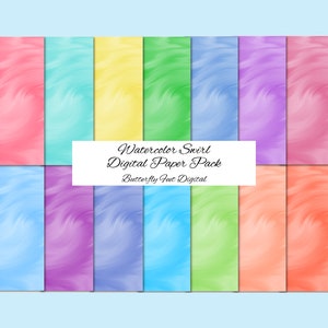 Digital Paper Pack Watercolor Swirl  Printable Backgrounds 14 Colors Digital Download