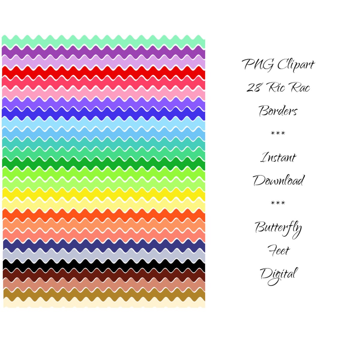 Ric Rac Ribbon Svg PNG Clipart Borders 28 Ric Rac Ribbons Digital Download - Etsy