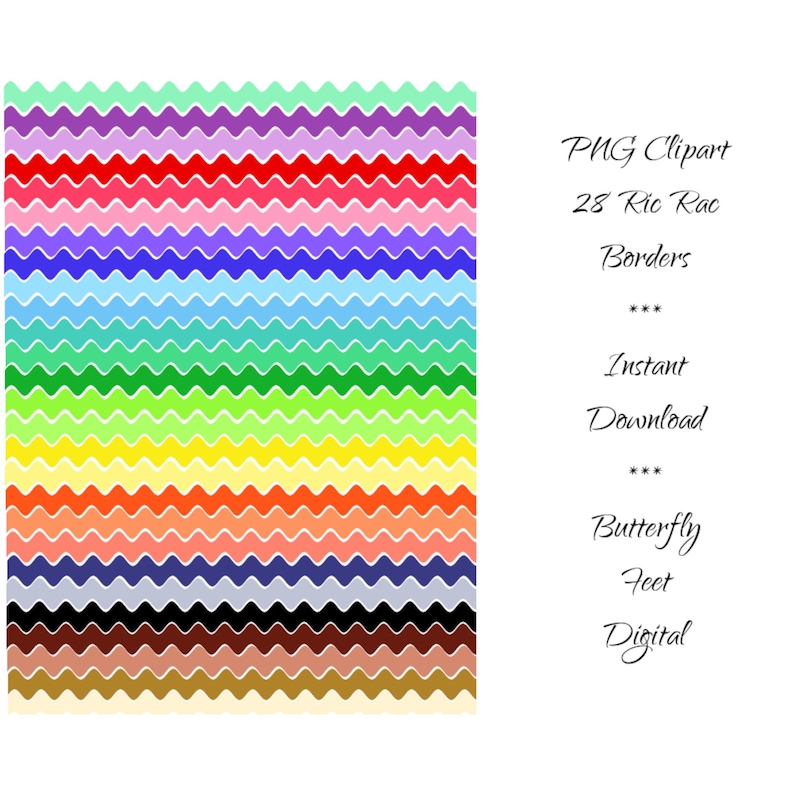 PNG Clipart Borders 28 Ric Rac Ribbons Digital Download