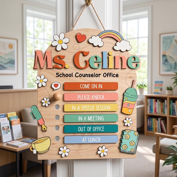 Interchangeable Wood Sign, Counselor Office Status Door Hanger, Office Status Sign, Classroom Door Decor, back To School Gift
