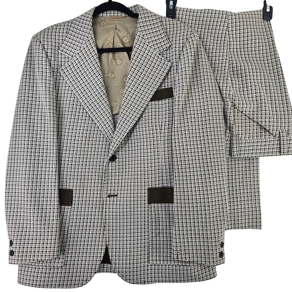 Sears Roebuck, Vintage Sears Brown Olive 2 pc Leisure Suit Polyester Med ~42R disco 70s retro