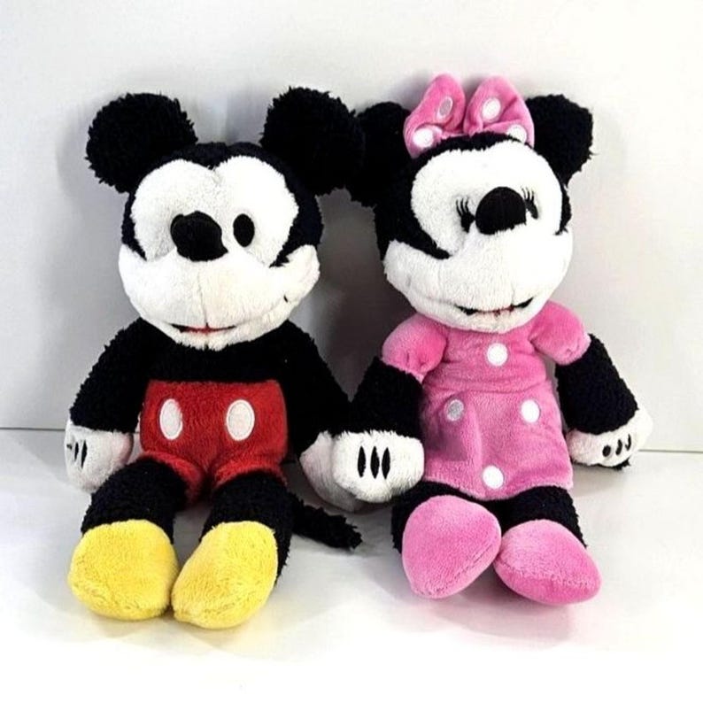 Vtg Lot Mickey & Minnie Mouse 13" Fleece Plush Gotta Get Gund Disney Store *see image 1