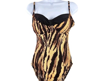 Vintage Cazimi-badpak met luipaardprint, halter uit jaren 80