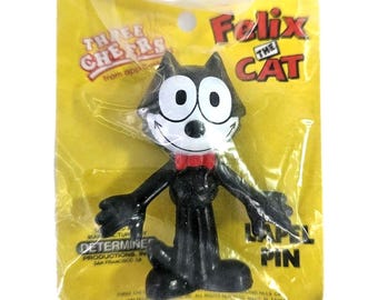 Vintage Felix The Cat Lapel Pin 1989 Three Cheers from Applause ~2" Brooch NOS