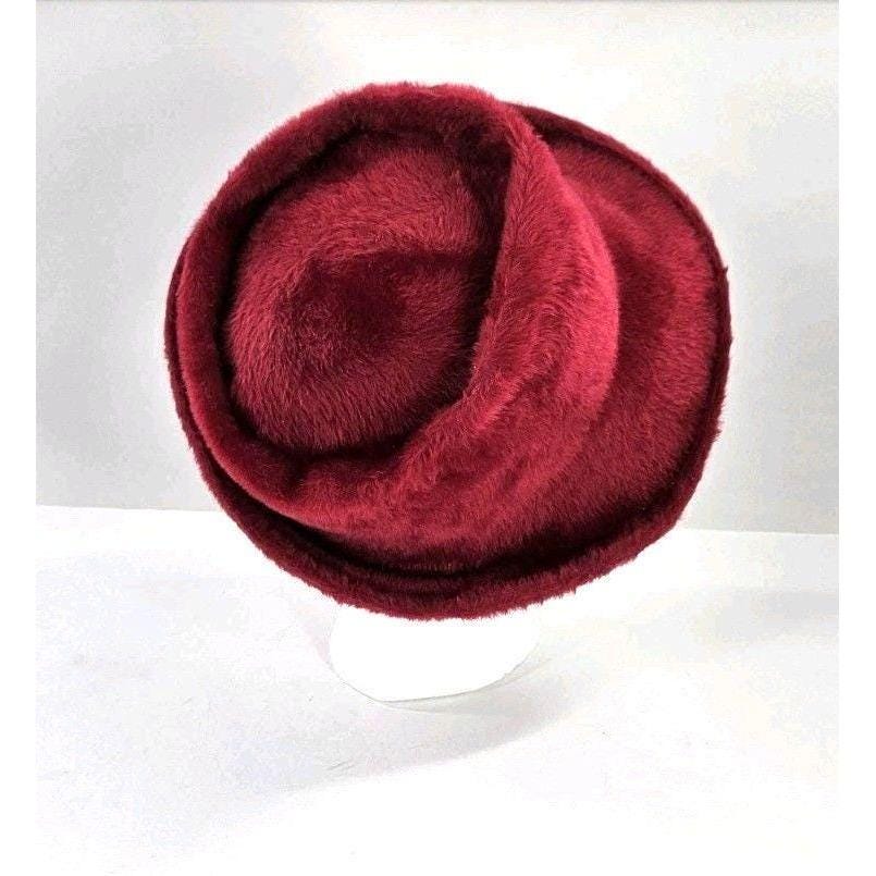 Vtg Brunschwig Womens Cloche Fedora Fancy Dress Hat Red Faux Fur Switzerland 7 M Vtg Brunschwig Womens Cloche Fedora Fancy Dress Hat Red Faux  main image 3