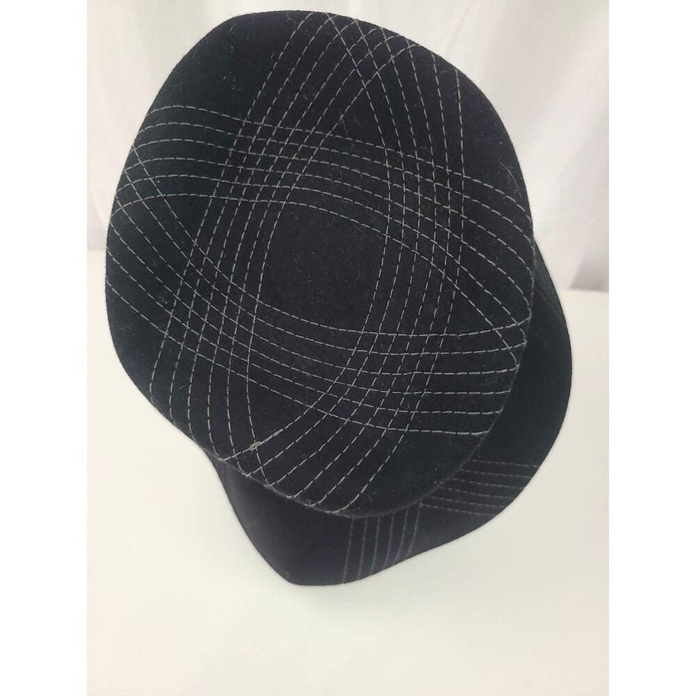 Charter Club‎ Black & White Wool Bucket Hat Charter Club Black Wool Cloche Bucket Hat Stitched Details  main image 2