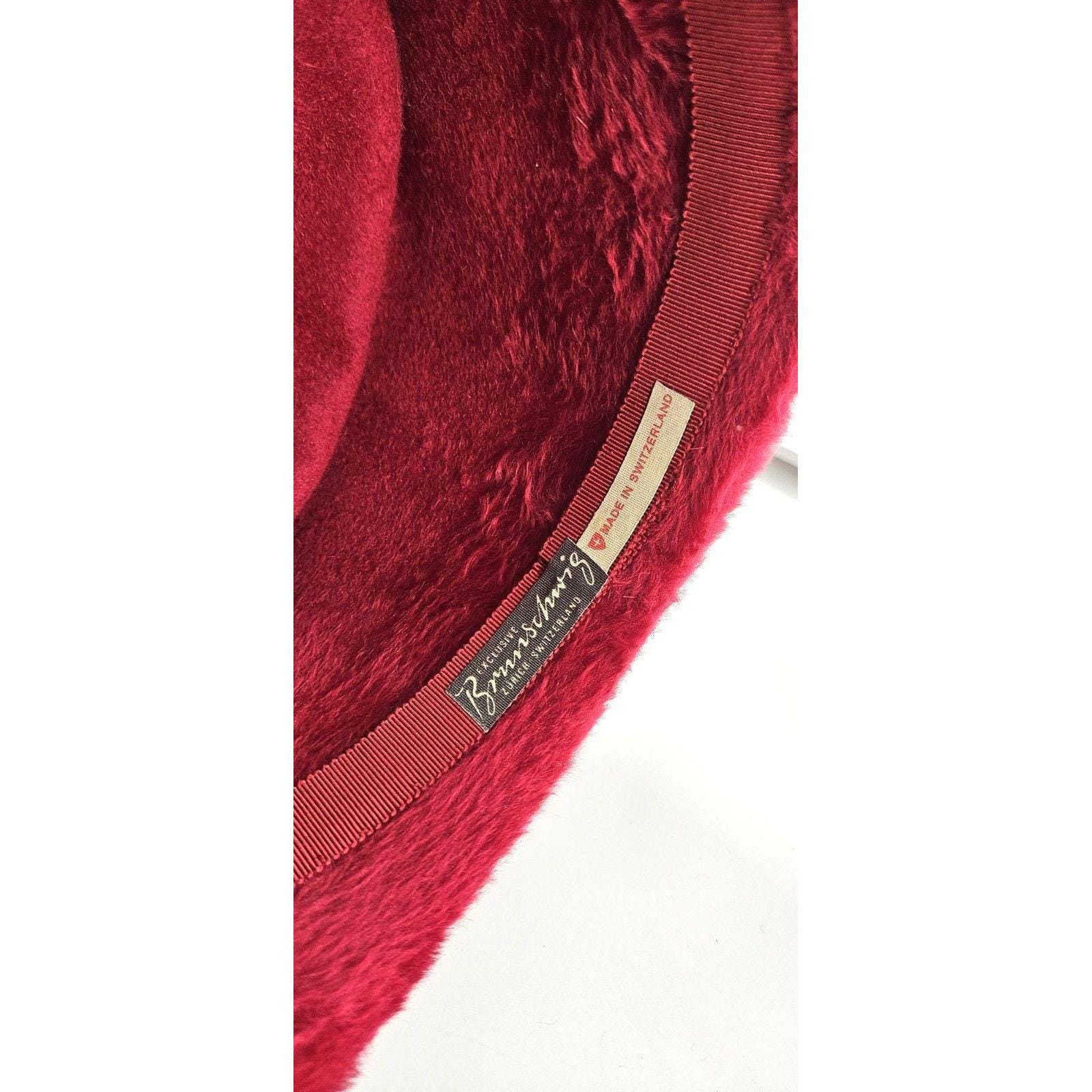 Vtg Brunschwig Womens Cloche Fedora Fancy Dress Hat Red Faux 