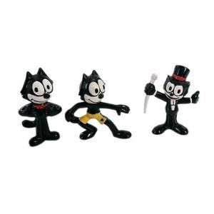Lot of 3 Felix the Cat PVC Figures by Applause 1989 Bow Tie Top Hat Shorts 2"