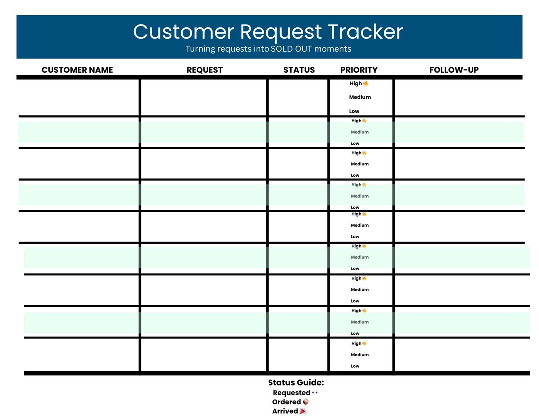 Customer Request Tracker Canva Template | Small Business Order Tracker ...