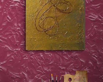 Loop of light, a gold texture abstract on canvas, for luxury home styles