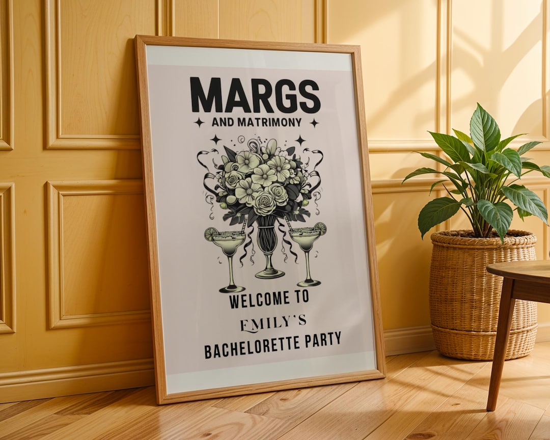 Margs and Matrimony Bachelorette Party Sign | Editable Canva Template ...