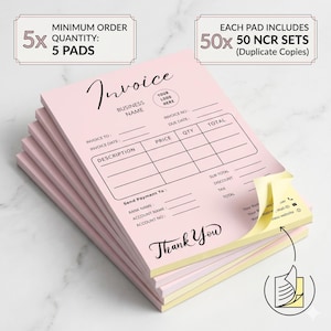 Bloc de facturas NCR personalizado de 8.5 x 11 pulgadas, libro de facturas, formularios de facturas autocopiativos de 2 partes, blocs de notas personalizados para pedidos de negocios de boutique