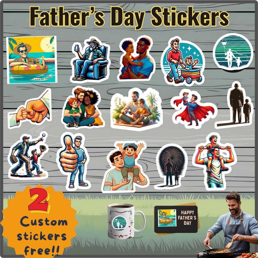 Fathers Day Stickers Clipart, Printable Fathers Day Custom Stickers for — free download