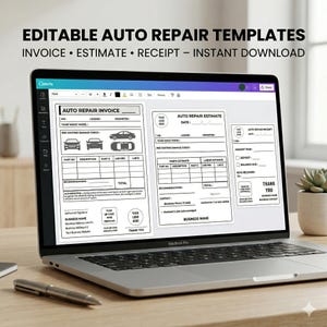 Editable Auto Repair Invoice Template US 8.5x11 | Canva, Instant Download, Mechanic Estimate Receipt,