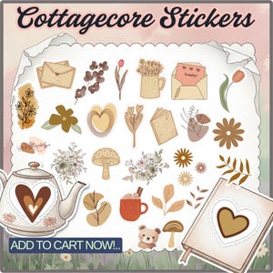 Adesivi vintage Cottagecore per scrapbooking e planner, adesivi vintage per laptop, telefoni, diari, adesivi estetici retrò