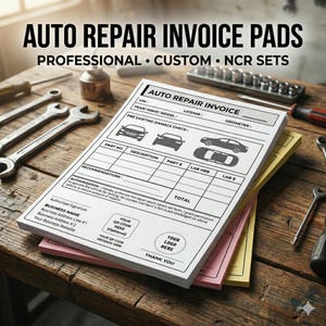 Blocs de facturas NCR personalizados, órdenes de trabajo para reparación de automóviles, tamaño carta 8.5×11", autocopiantes de 2, 3 o 4 partes, impresión en EE. UU.
