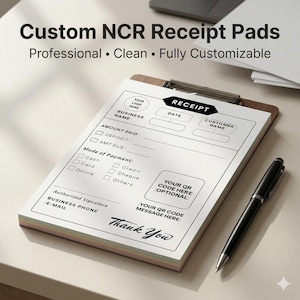 Anpassat NCR-kvittoblock 4,25x5,5, självkopierande kvittoblock i 2 delar, betalningskvitto för småföretag, personligt anteckningsblock för företagskvitton