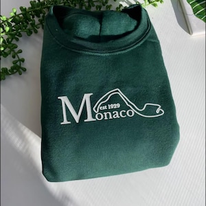 Monaco F1 geborduurd sweatshirt, Circuit de Monaco F1 geborduurde ronde hals, vintage racetrui, Formula 1 Street Race-sweater