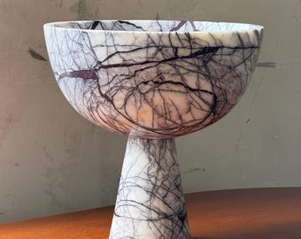 Made to order Artisanal Natural Marble Footed Bowl Multifunctional Elegance in 3 stones, Stone Pedestal Bowl