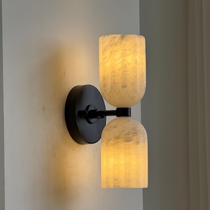 Dual Alabaster Wall Light – Vanity Light | Sculptural Modern Sconce | Natural Stone Wall Lamp | Architectural Lighting
