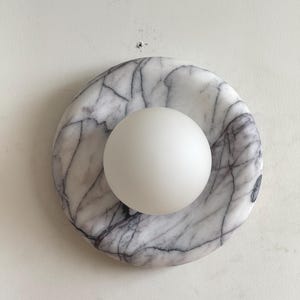 Lilac Marble Wall Sconce, Modern Minimalist Handmade Wall Sconce, Wall Lamp, Wall Art Stoneware globe sconce