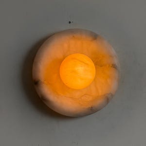 Marlowe Alora Alabaster 20, Handmade Alabaster Sconce with Alabaster Globe, Modern Stone Lamp image 8