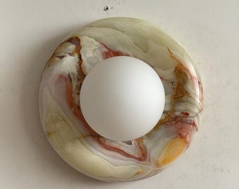 Marlowe Juno Jade Onyx 20, Onyx Sconce, Modern Minimalist Handmade Wall Lamp