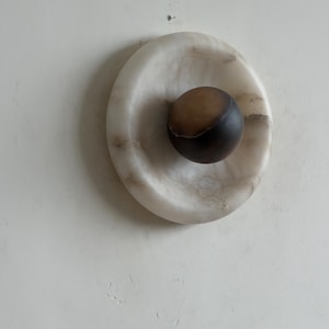Marlowe Alora Alabaster 20, Handmade Alabaster Sconce with Alabaster Globe, Modern Stone Lamp image 3
