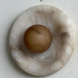 Marlowe Alora Alabaster 20, Handmade Alabaster Sconce with Alabaster Globe, Modern Stone Lamp Honey