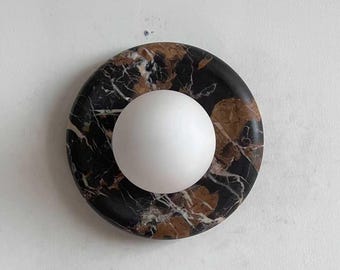 Marlowe Juno Nero Portoro 20, Marble Sconce, Modern Minimalist Handmade Wall Lamp