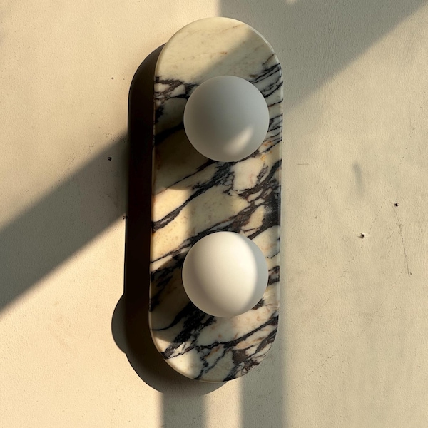 Calacatta Viola Marble Wall Sconce - Chic Wall Decor for Any Space -   Wall Art Mid Century Modern Lighting