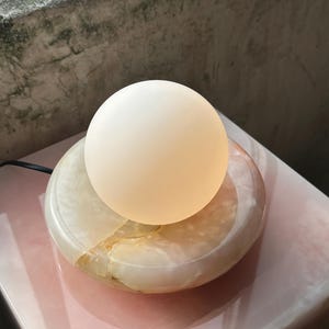 Modern Minimalist Handmade portable table lamp, Onyx Wall Sconce, Wall Lamp, Wall Art Stoneware globe sconce