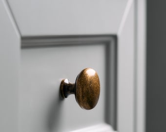 Pomo de latón con forma de hongo de inspiración vintage para cómodas y armarios, pomos redondos, pomos de tocador, pomo de baño, latón antiguo