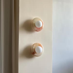 Luminous Onyx Wall Sconce, Modern Minimalist Handmade Wall Sconce, Wall Lamp, Wall Art Stoneware globe sconce