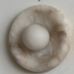 Marlowe Alora Alabaster 20, Handmade Alabaster Sconce with Alabaster Globe, Modern Stone Lamp Ivroy