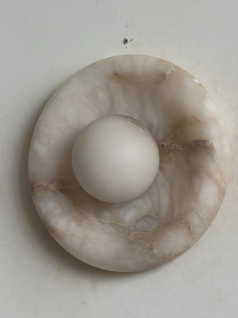 Marlowe Alora Alabaster 20, Handmade Alabaster Sconce with Alabaster Globe, Modern Stone Lamp Ivroy