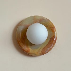 Onyx Wall Sconce, Modern Minimalist Handmade Wall Sconce, Wall Lamp, Wall Art Stoneware globe sconce-autumn glow