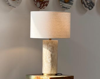 Travertine Bedside Lamp – Modern Stone Accent Lighting