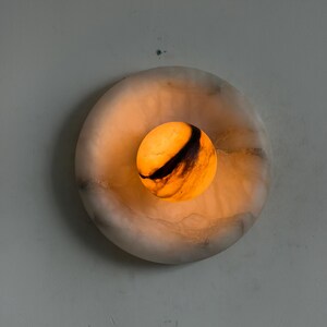 Marlowe Alora Alabaster 20, Handmade Alabaster Sconce with Alabaster Globe, Modern Stone Lamp image 6