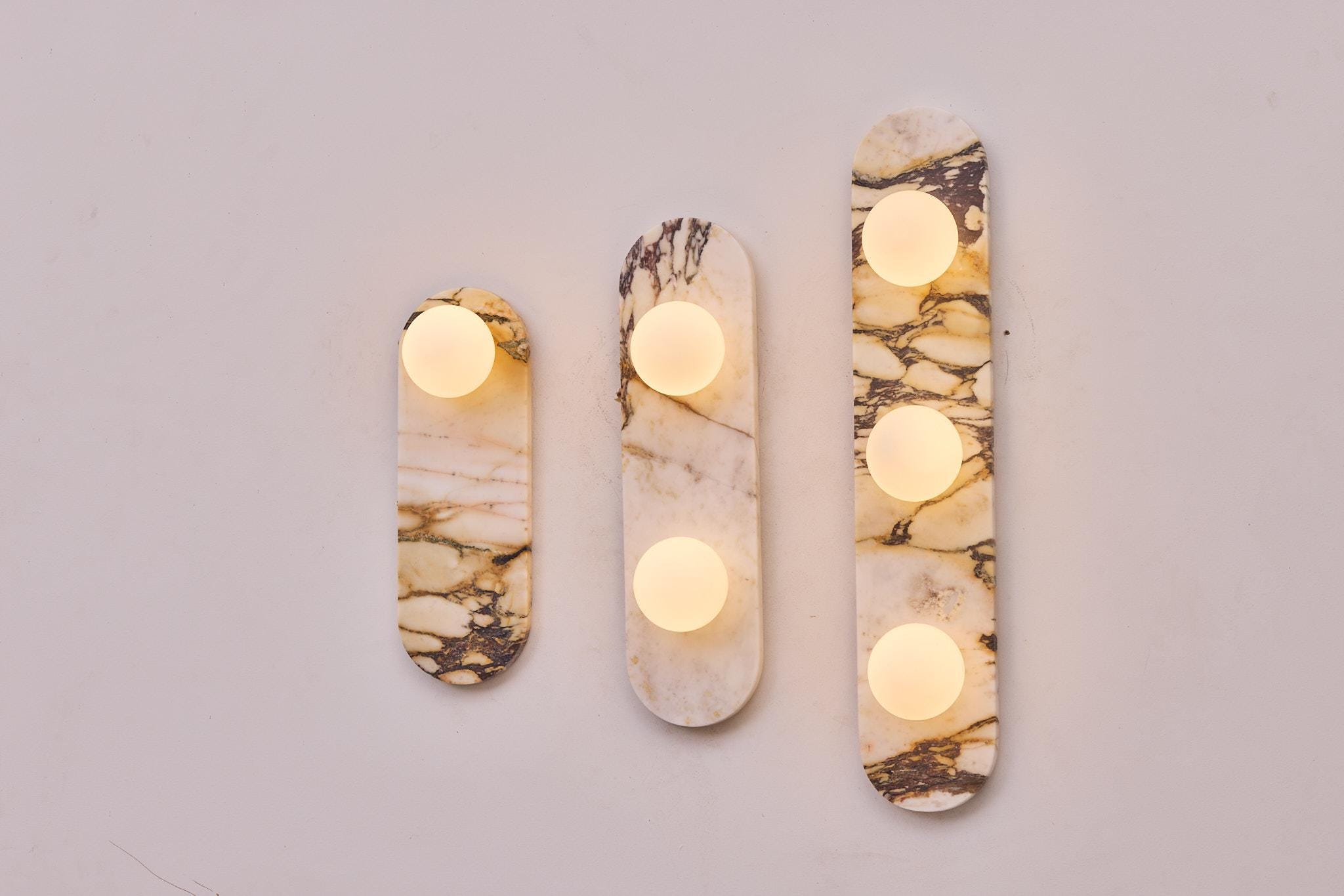 Wall Mounted Calacatta Viola Marble Sconce - Wall Light, Living Room Lighting, Hallway Wall Lighting,  Wall Art Mid Century Modern Lighting
