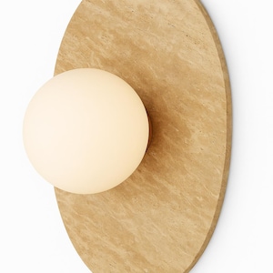 Custom Order Travertin Wandleuchte, Durchmesser: 14,00 &quot;, Moderne minimalistische handgefertigte Wandleuchte, Wandleuchte, Wand Kunst Steingut Globus Wandleuchter.