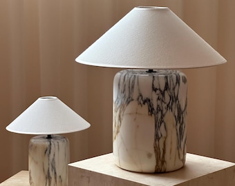 Wabi-sabi desk light, Decorative Table Lamp, Living Room light, Calacatta Gold Marble