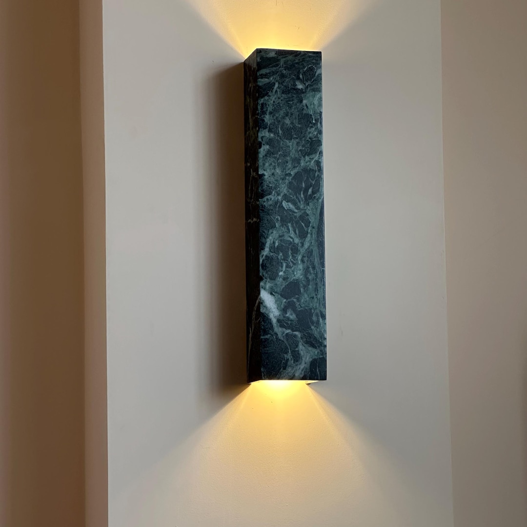 Verde Green Marble Sconce - Wall Light, Living Room Lighting, Hallway ...