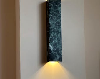 Verde Alpi Green Marble Sconce - Wall Light, Living Room Lighting, Hallway Wall Lighting, Wall Art Mid Century Modern Lighting