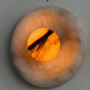 Marlowe Alora Alabaster 20, Handmade Alabaster Sconce with Alabaster Globe, Modern Stone Lamp image 12